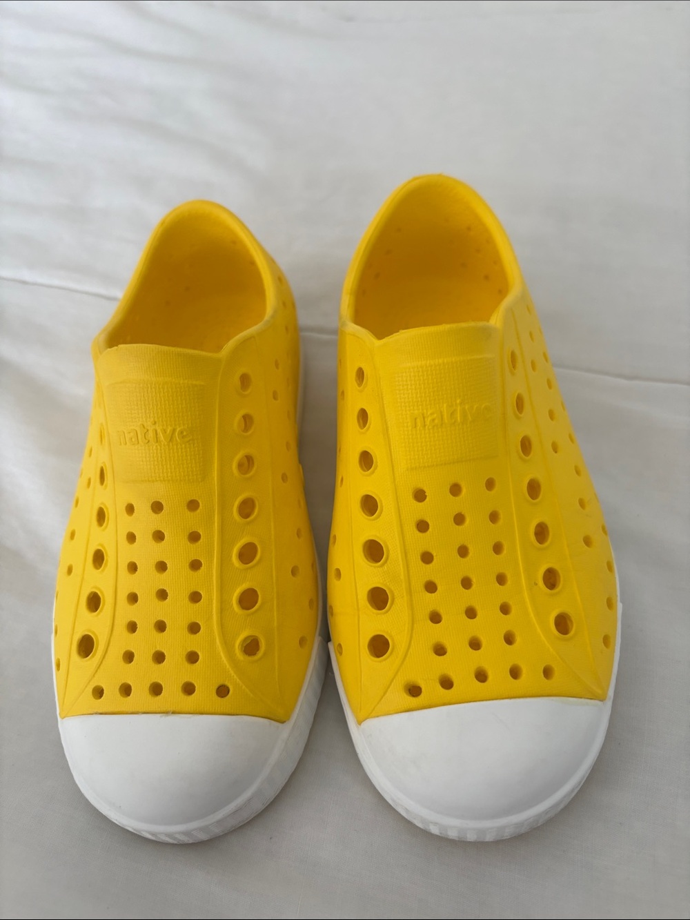 Native Kids Slip-On Water Shoes in Yellow with White Toe